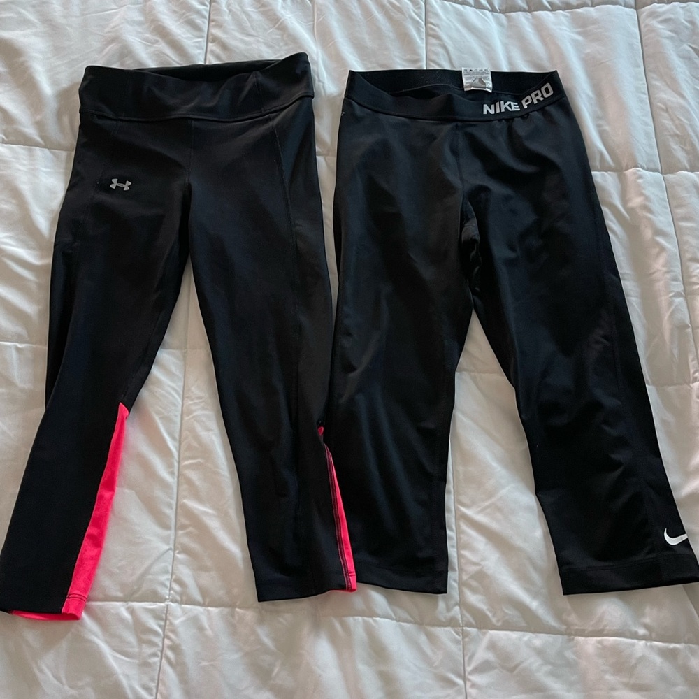 Small cropped legging bundle UA and Nike.